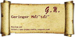 Geringer Máté névjegykártya